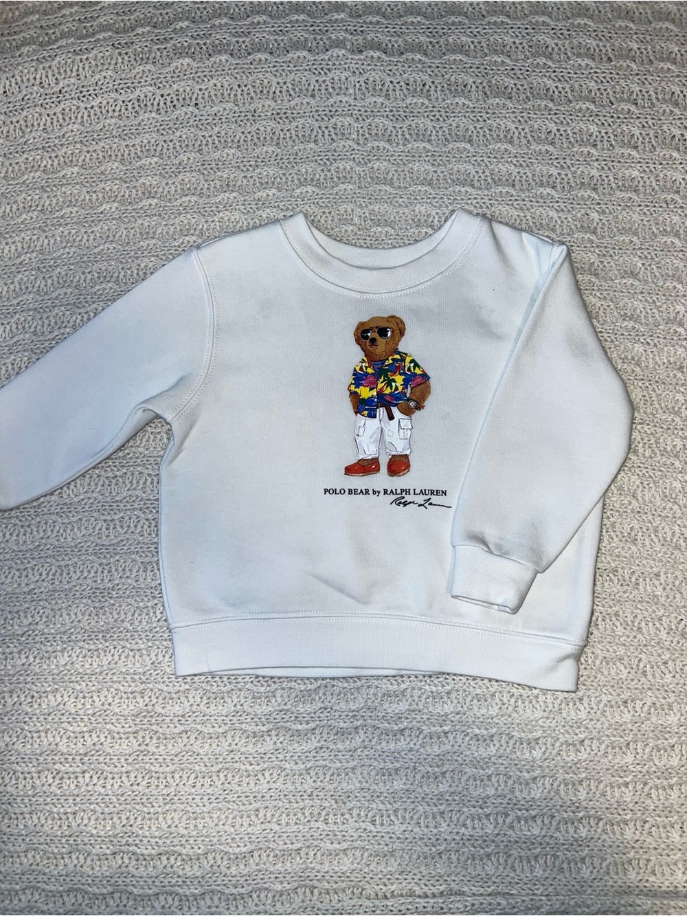 Ralph Lauren White Crewneck Sweatshirt with Polo Bear Graphic